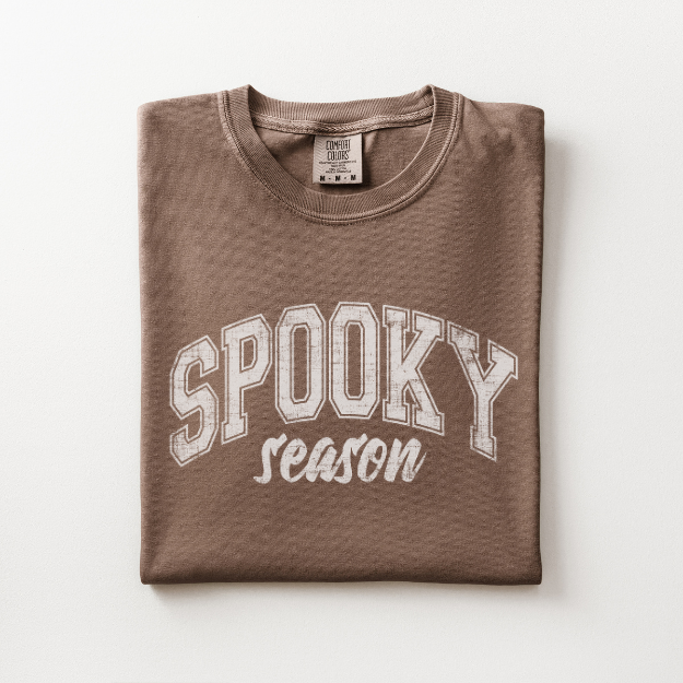 Preppy Halloween Shirt, Varsity Spooky Season Tee, Collegiate Halloween Graphic Shirt, Comfort Colors Fall Spirit Tee