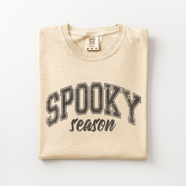 Preppy Halloween Shirt, Varsity Spooky Season Tee, Collegiate Halloween Graphic Shirt, Comfort Colors Fall Spirit Tee