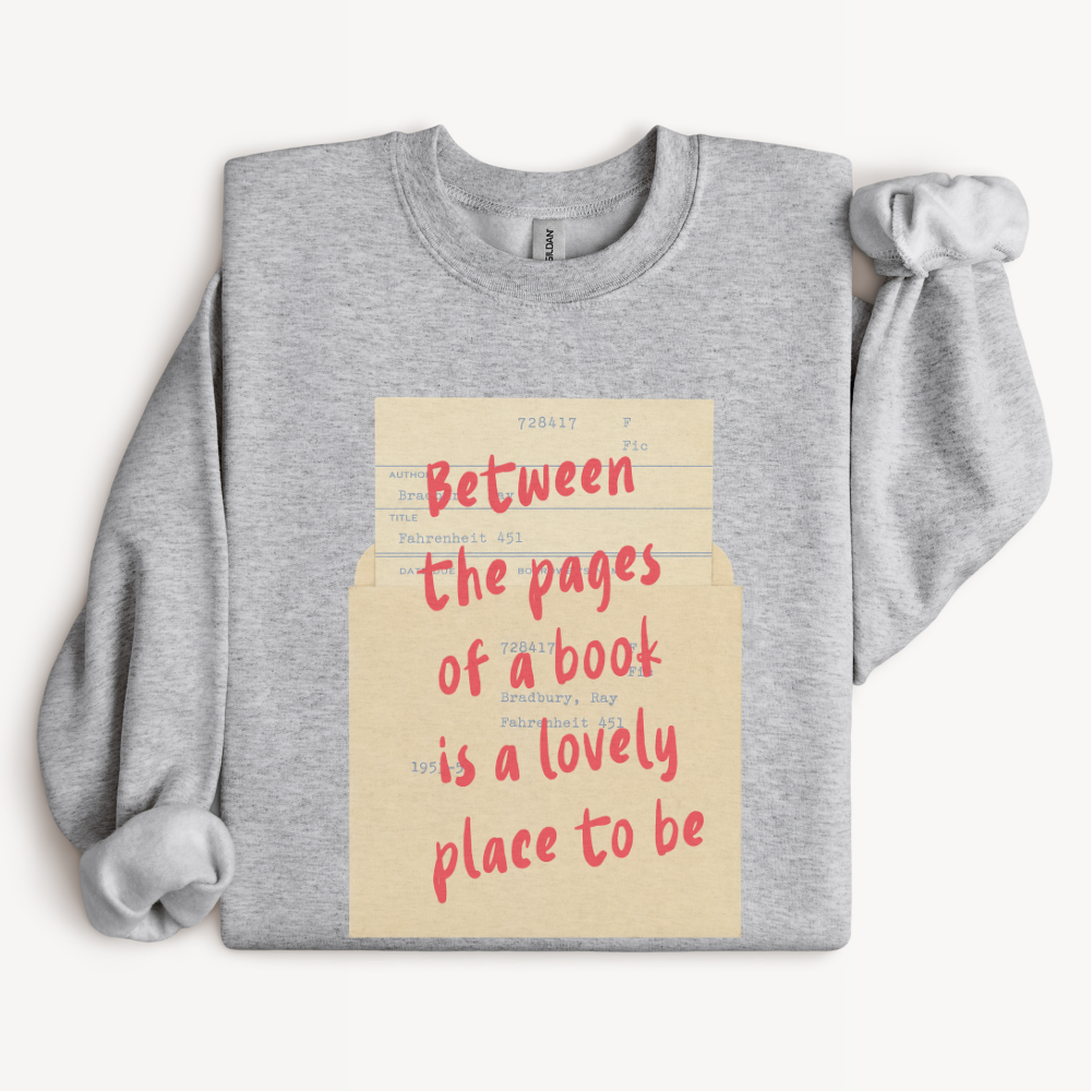 Literary Sweatshirt, Gift for Book Lover, Classic Literature Gift, Bookish Crewneck, Reader Gift, Vintage Library Card Sweatshirt