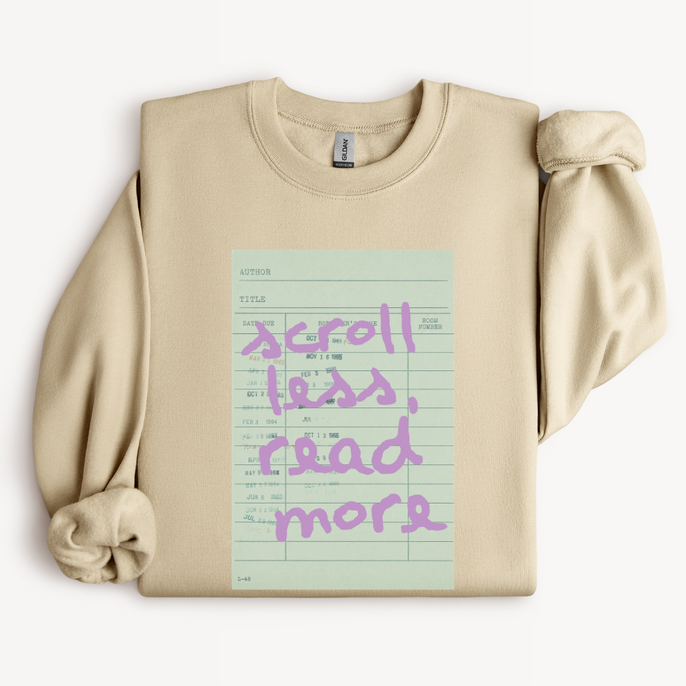 Reading Sweatshirt, Gift for Avid Reader, Bookish Crewneck, Book Lover Gift, Reading Habit Gift, Scroll Less Read More Shirt