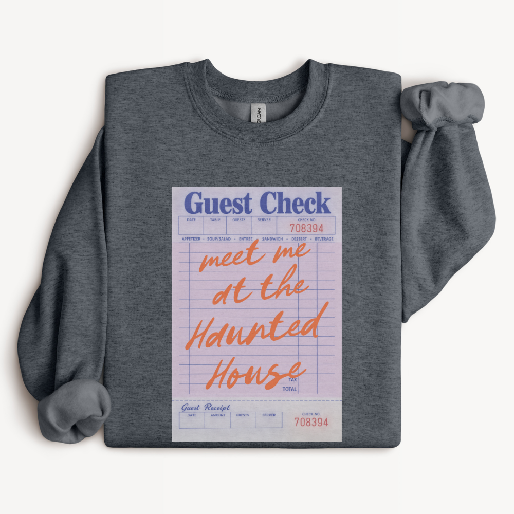 Haunted House Sweatshirt, Meet Me at the Haunted House Crewneck, Halloween Date Night Shirt, Spooky Season Fall Sweatshirt