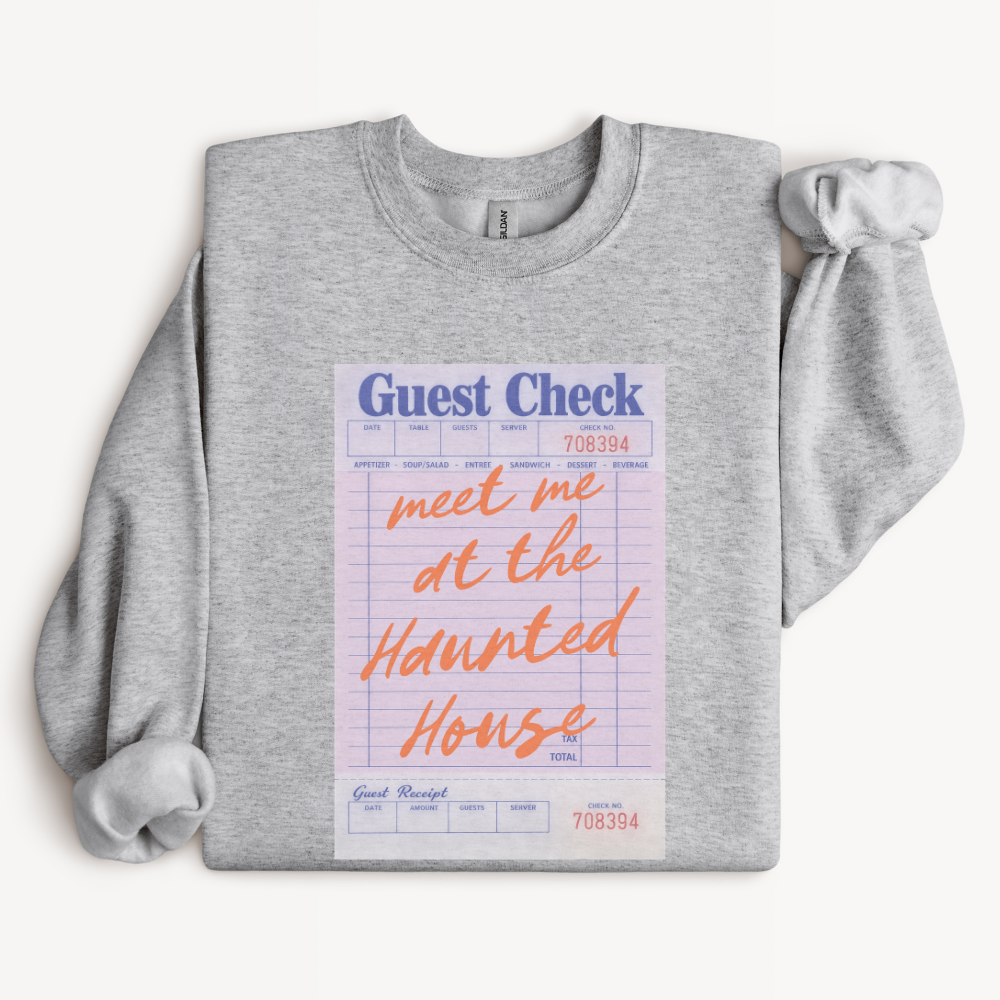 Haunted House Sweatshirt, Meet Me at the Haunted House Crewneck, Halloween Date Night Shirt, Spooky Season Fall Sweatshirt