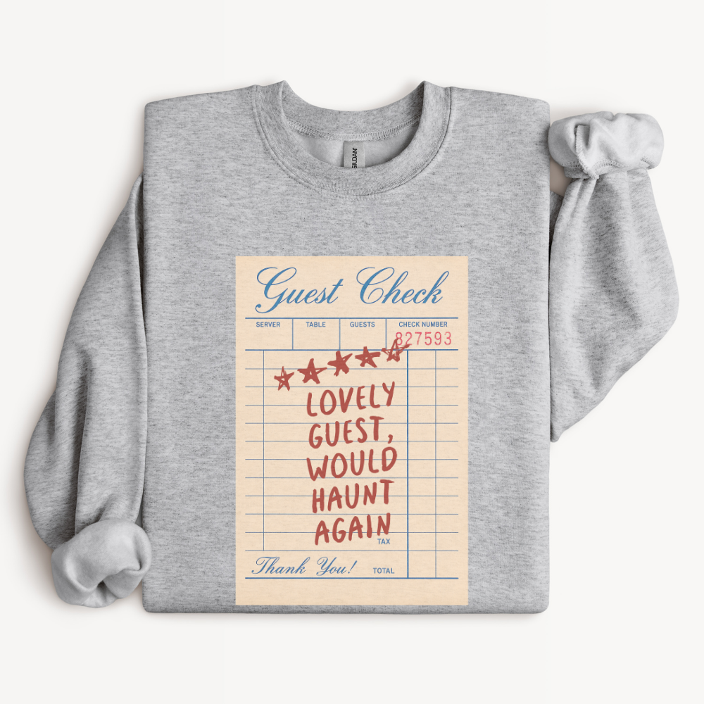 Haunted Hotel Halloween Sweatshirt, Would Haunt Again Crewneck, Vintage Horror Shirt, Spooky Ghost Sweatshirt, Halloween Graphic Tee