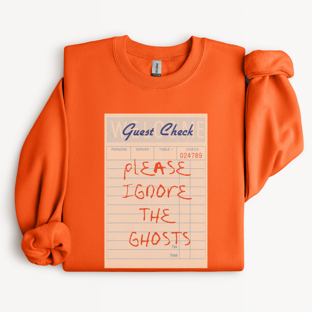 Funny Ghost Sweatshirt, Please Ignore the Ghosts Halloween Crewneck, Quirky Haunted House Shirt, Spooky Season Graphic Sweatshirt