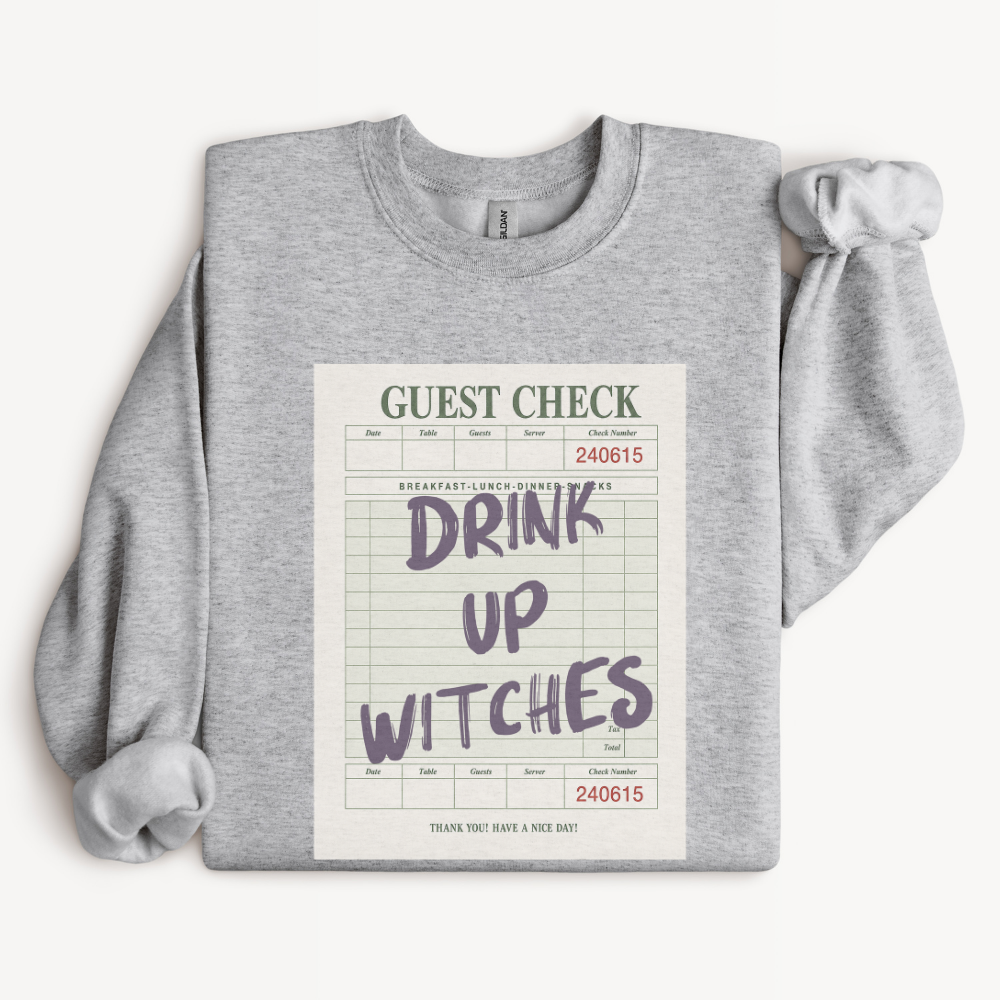 Witch Halloween Sweatshirt, Funny Halloween Crewneck, Drink Up Witches Shirt, Halloween Party Outfit, Spooky Season Sweatshirt