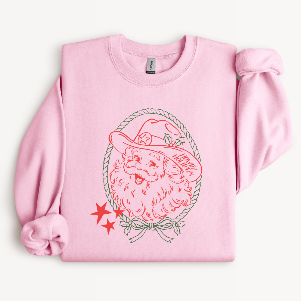 Howdy Holidays Cowboy Santa Sweatshirt | Western Christmas Crewneck