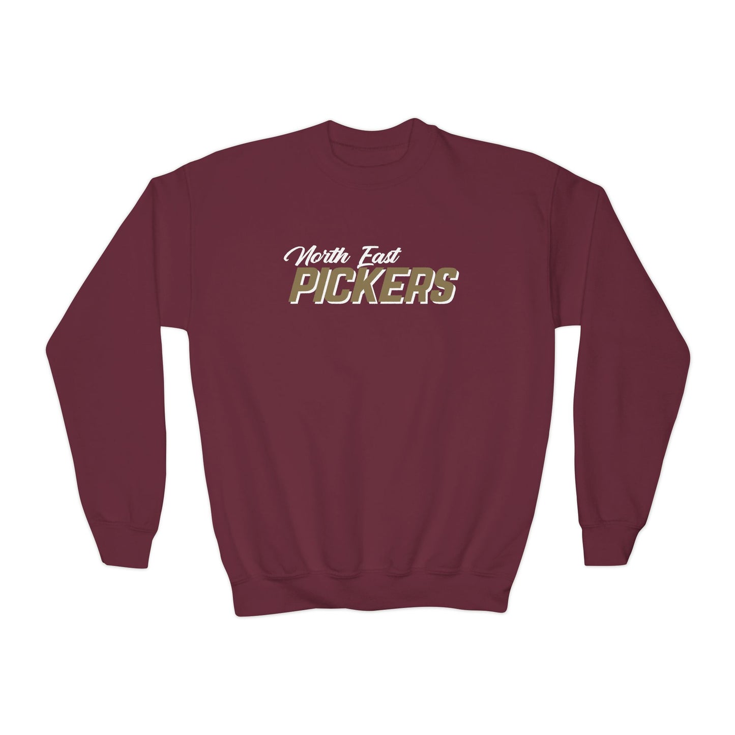 North East Grape Pickers Youth Crewneck Sweatshirt | Kids School Spirit Wear | Maroon School Sweatshirt