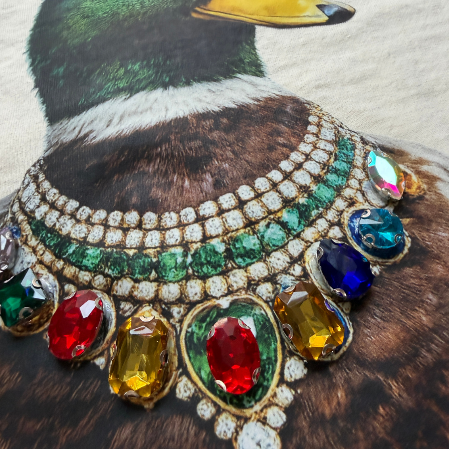 Jeweled Mallard Duck Graphic Tank | Hand-Applied Gem Animal Muscle Tank | American Apparel 307GD Ladies' Garment Dyed Muscle Tank