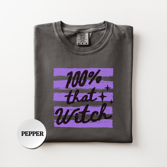 Witch Shirt, Retro Halloween Comfort Colors Shirt, 100% That Witch Graphic Tee, Cute Spooky Season Shirt, Fall Halloween Gift