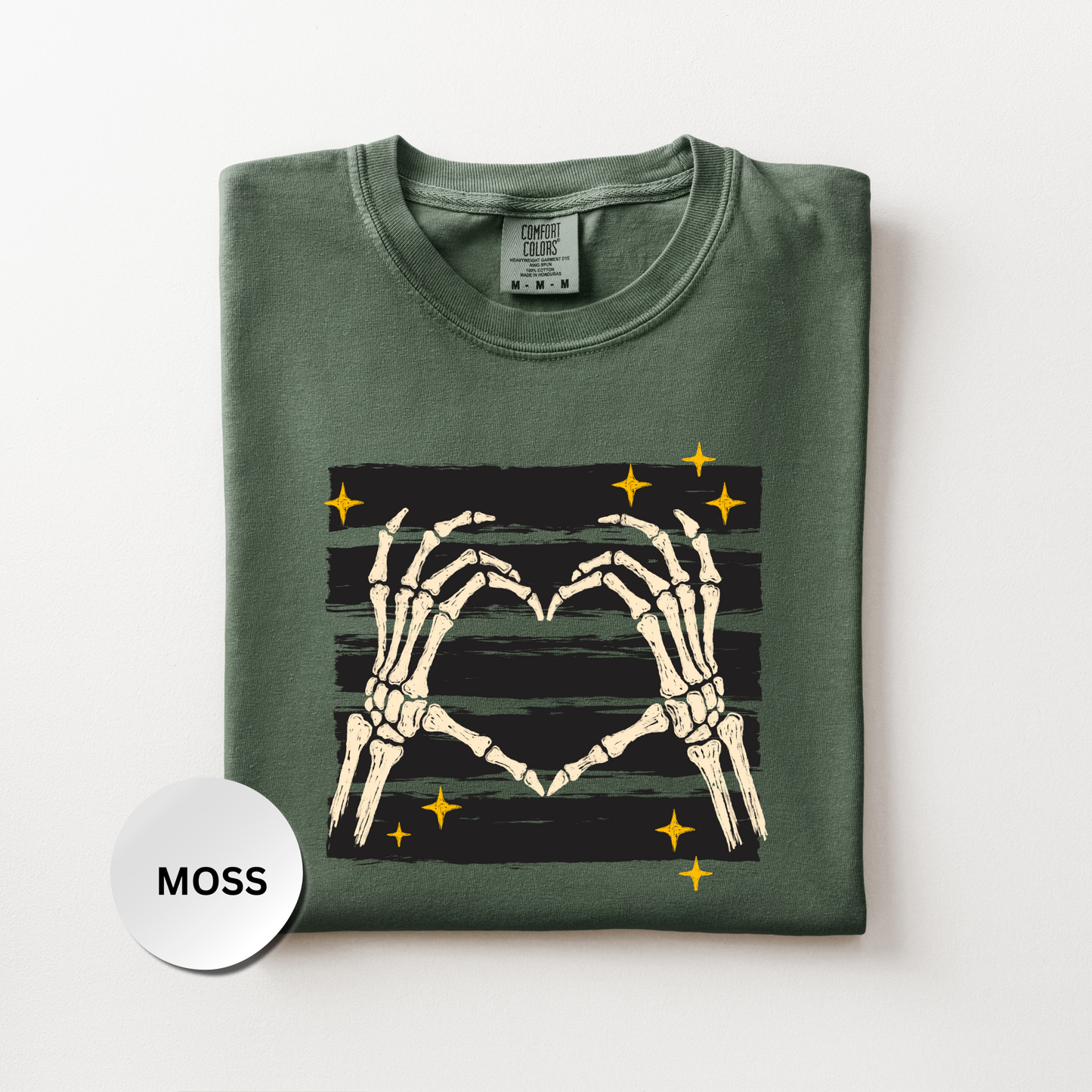 Skeleton Hands Heart Shirt, Halloween Skeleton Comfort Colors 1717 Tee, Spooky Season Graphic Shirt, Cute Gothic Fall Tee, Bone Hands Shirt