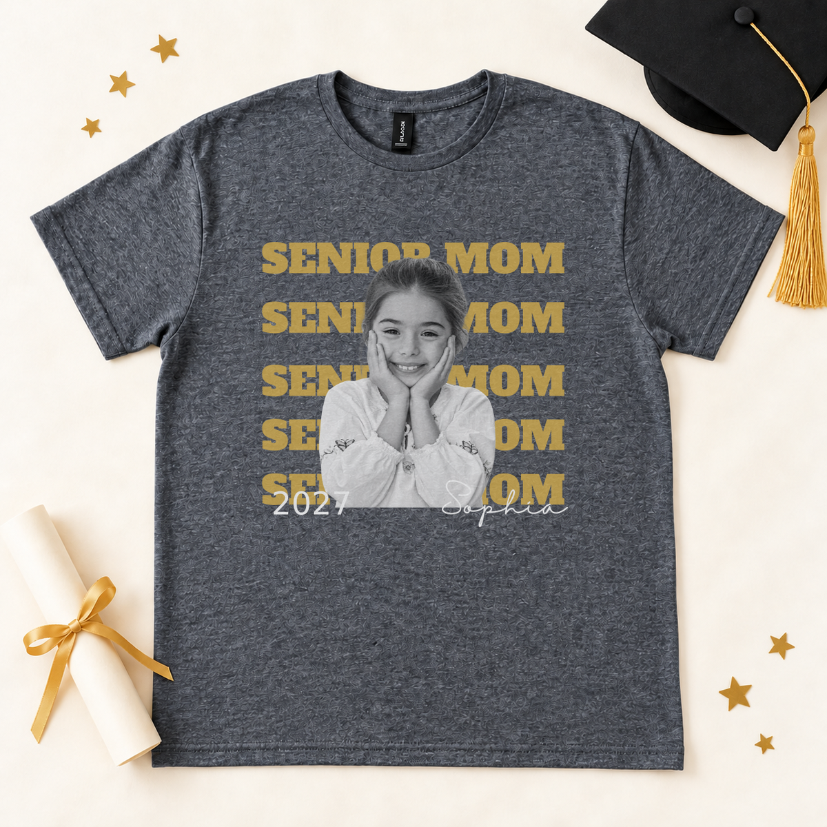 Custom Photo Senior Mom Shirt | Class of 2027 Personalized Mom of a Senior Tee