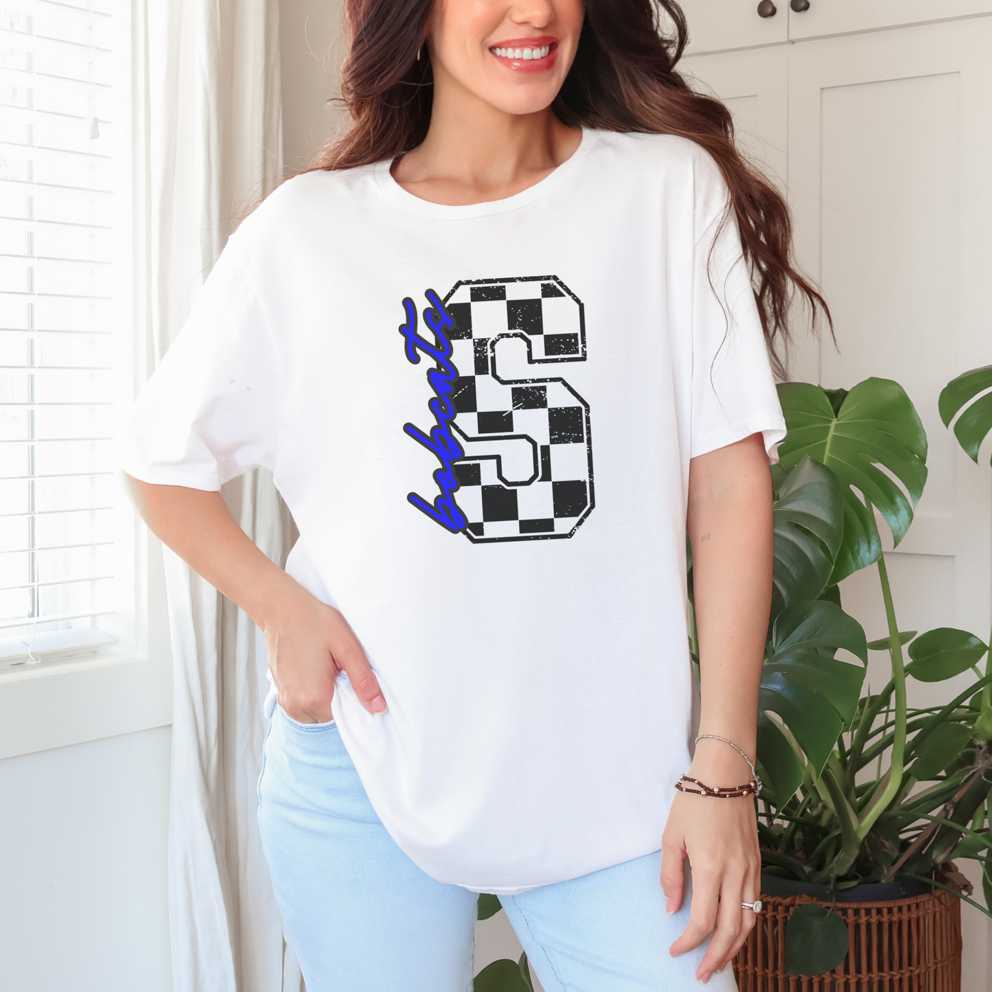 Personalized School Spirit Shirt, Custom Mascot Shirt, Checkered Game Day Tee, School Pride Shirt, Football Basketball Spirit Wear