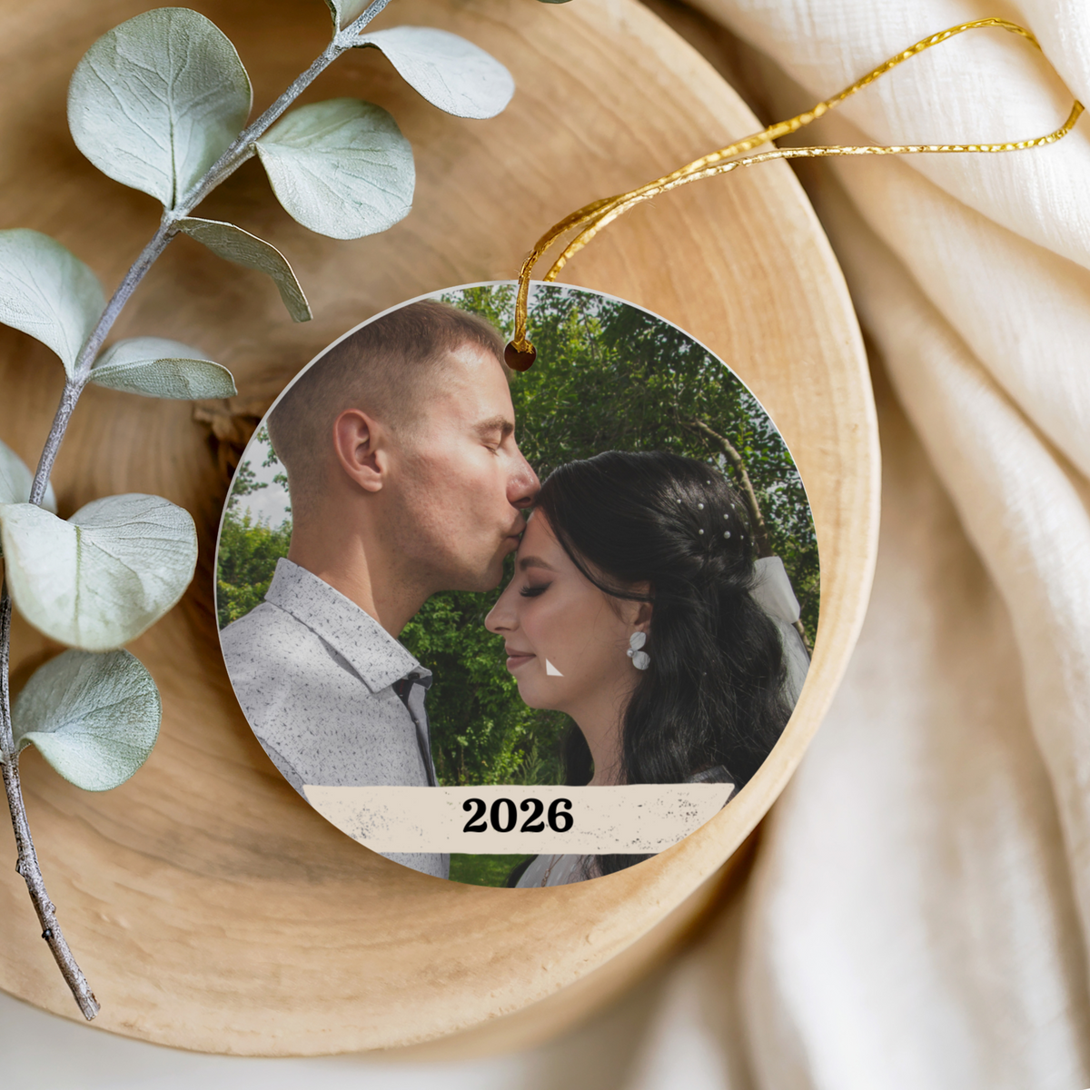 Any Photo Ornament 2026, Personalized Photo Christmas Ornament with Name, Custom Picture Keepsake Gift for Family