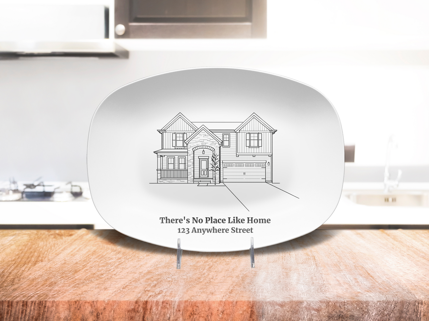 Personalized Home Platter, Custom Line Art Plate from Photo, New Home Gift, Housewarming Gift, Realtor Closing Gift, Family Address Plate