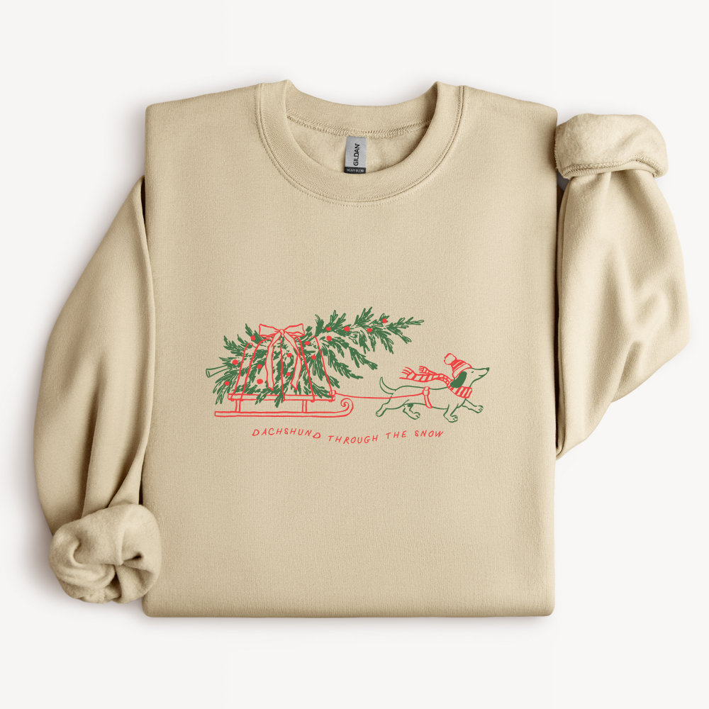 Dachshund Through the Snow Christmas Sweatshirt | Wiener Dog Crewneck