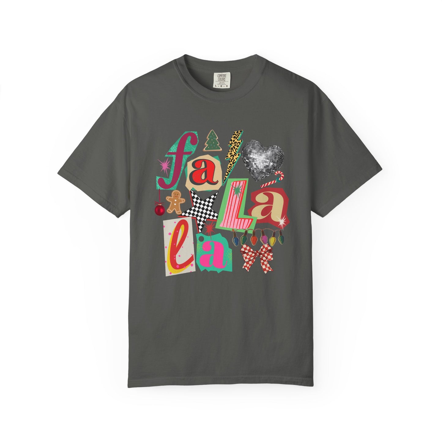 Comfort Colors Fa La La Christmas Shirt, Retro Holiday Graphic Tee, Cute Christmas Lights Disco Gingerbread Shirt, Xmas Gift for Her (Show Special)