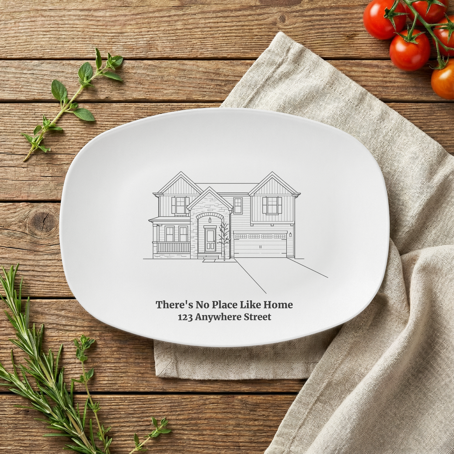 Personalized Home Platter, Custom Line Art Plate from Photo, New Home Gift, Housewarming Gift, Realtor Closing Gift, Family Address Plate