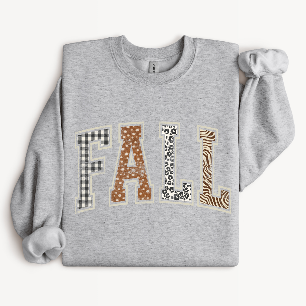 Aesthetic FALL Crewneck Sweatshirt | Plaid & Leopard Print