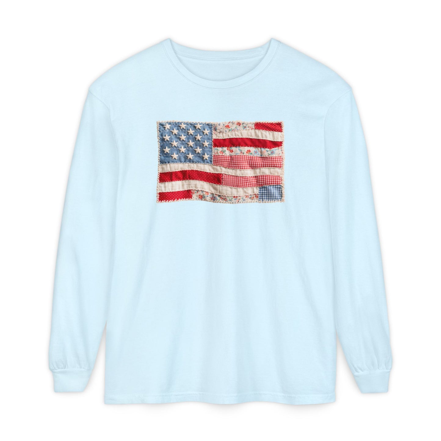 Long Sleeve Tee — Vintage American Flag Graphic