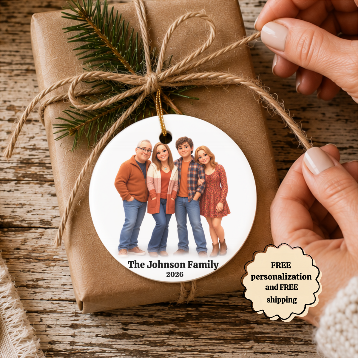 Custom Cartoon Family Portrait Ornament