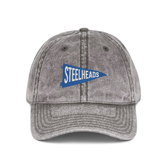 Steelheads Hat, Embroidered Baseball Hat, Boys Baseball Team Hat, Vintage Dad Cap, Custom Team Hat, Distressed Baseball Hat, Youth Sports Cap