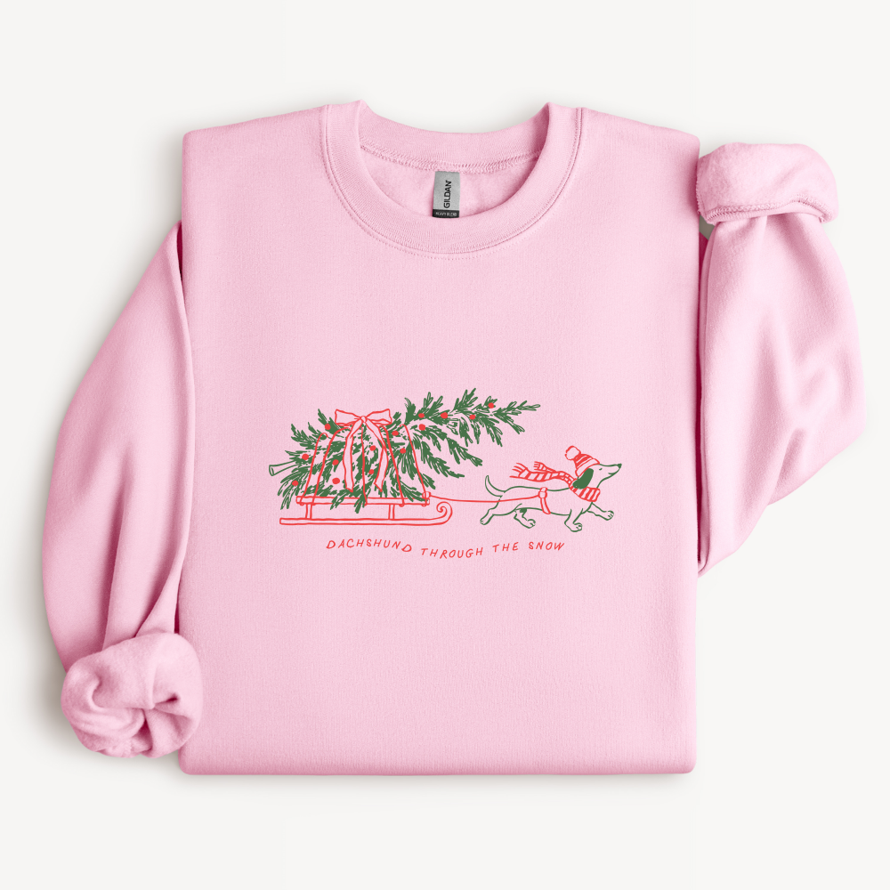 Dachshund Through the Snow Christmas Sweatshirt | Wiener Dog Crewneck