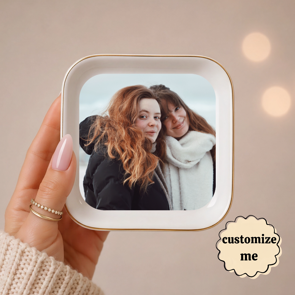 Best Friend Photo Ring Dish, Square Ceramic