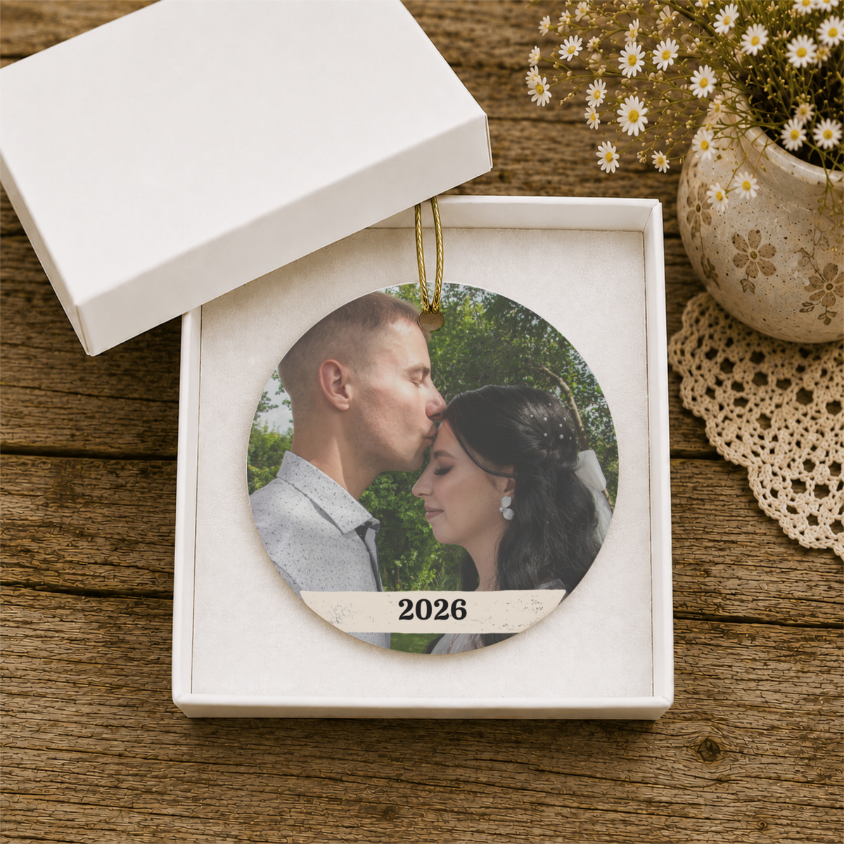 Any Photo Ornament 2026, Personalized Photo Christmas Ornament with Name, Custom Picture Keepsake Gift for Family