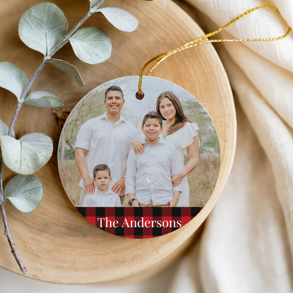 Personalized Family Photo Christmas Card Ornament 2026