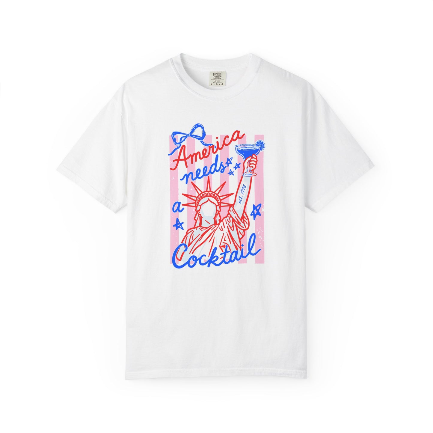 Patriotic Cocktail Shirt, Fourth of July Graphic Tee, America Summer Shirt, Retro USA Party Tee, Funny Drinking Shirt, Comfort Colors Tee