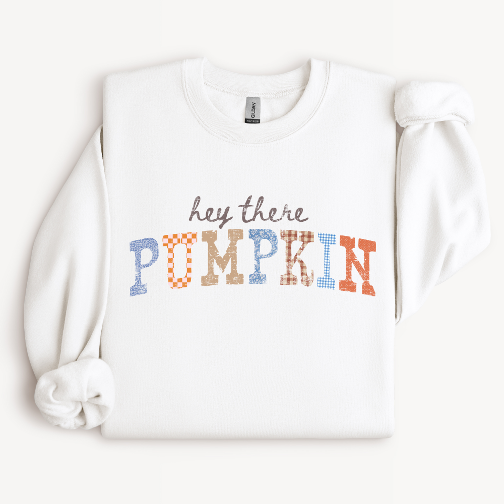 Retro Pumpkin Season Crewneck Sweatshirt | Fall Patchwork Design