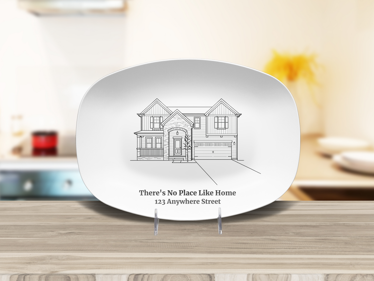 Personalized Home Platter, Custom Line Art Plate from Photo, New Home Gift, Housewarming Gift, Realtor Closing Gift, Family Address Plate