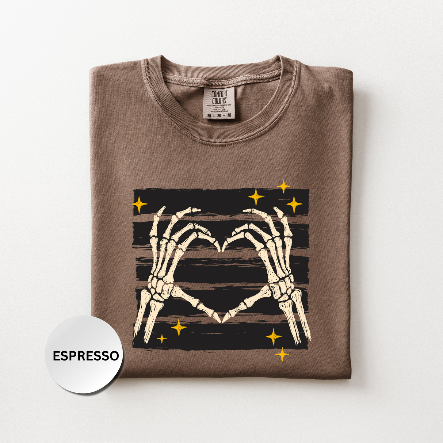 Skeleton Hands Heart Shirt, Halloween Skeleton Comfort Colors 1717 Tee, Spooky Season Graphic Shirt, Cute Gothic Fall Tee, Bone Hands Shirt