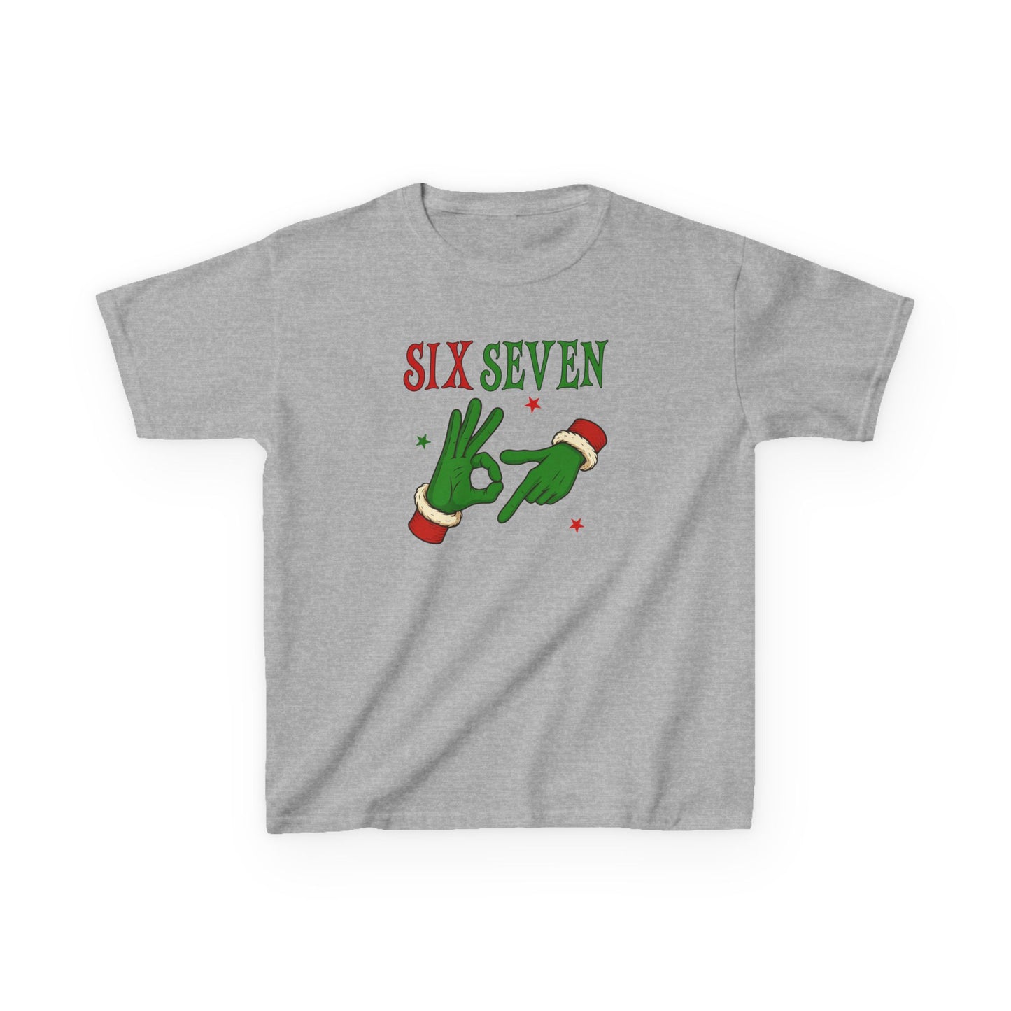 Kids Christmas Tee — “Six Seven” Elf Hand Sign Holiday Shirt