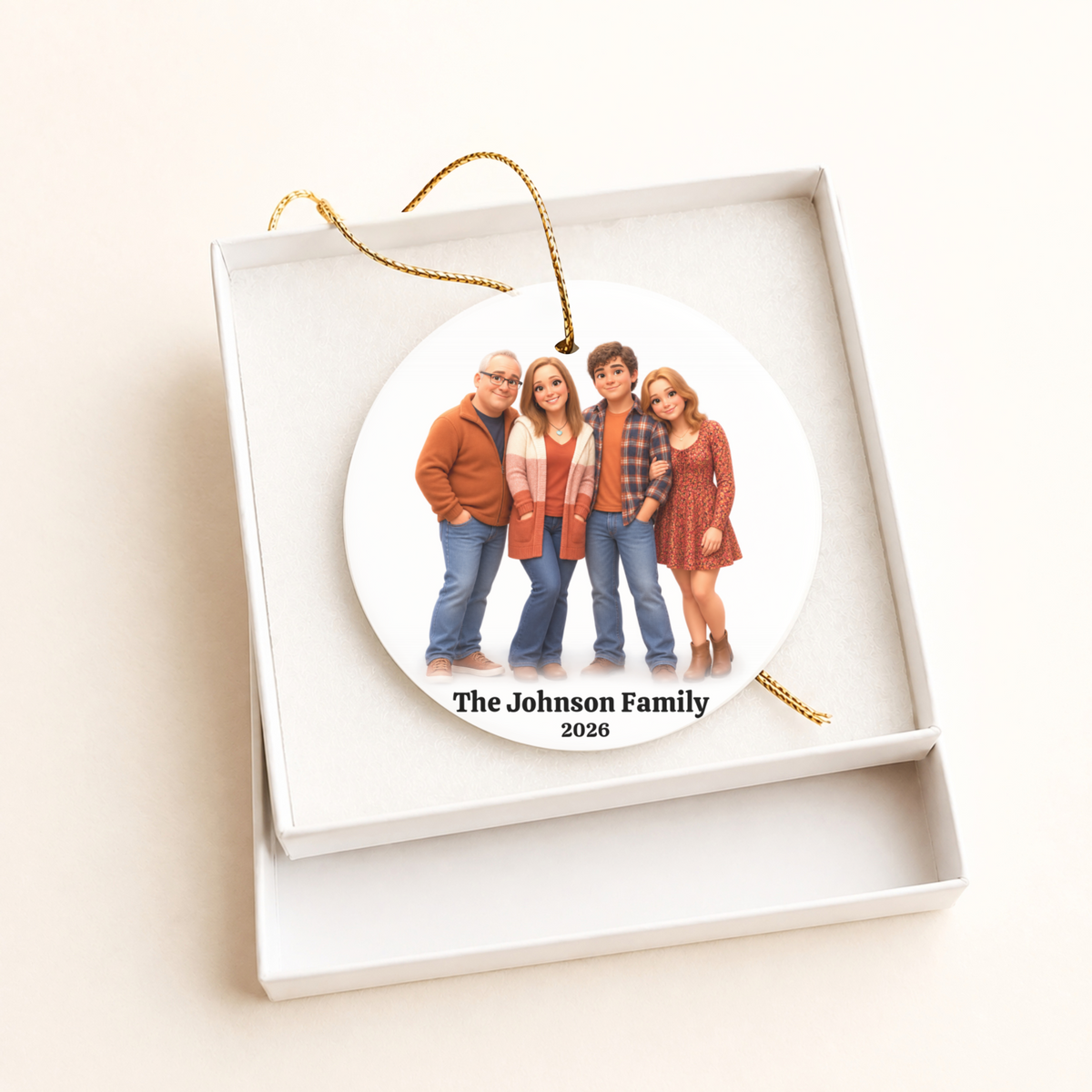 Custom Cartoon Family Portrait Ornament