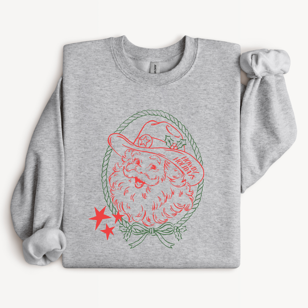 Howdy Holidays Cowboy Santa Sweatshirt | Western Christmas Crewneck