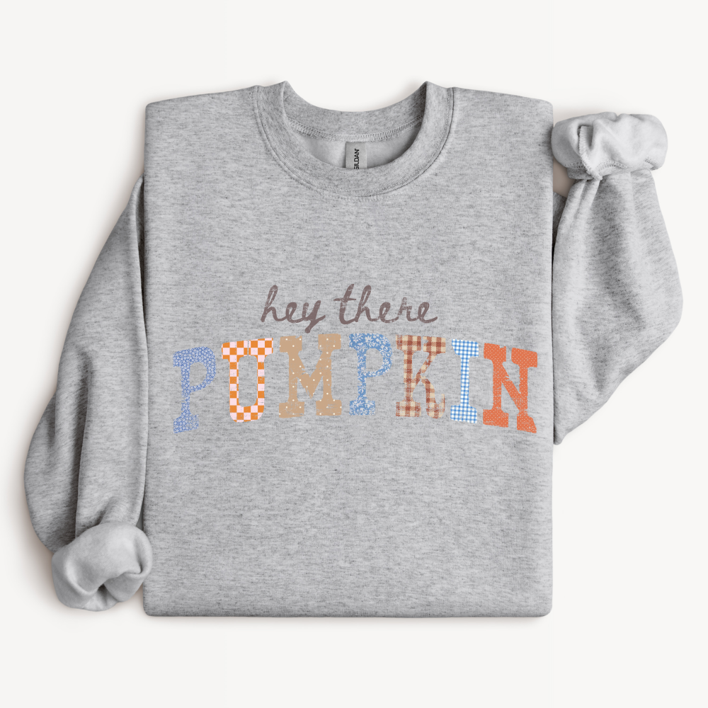 Retro Pumpkin Season Crewneck Sweatshirt | Fall Patchwork Design