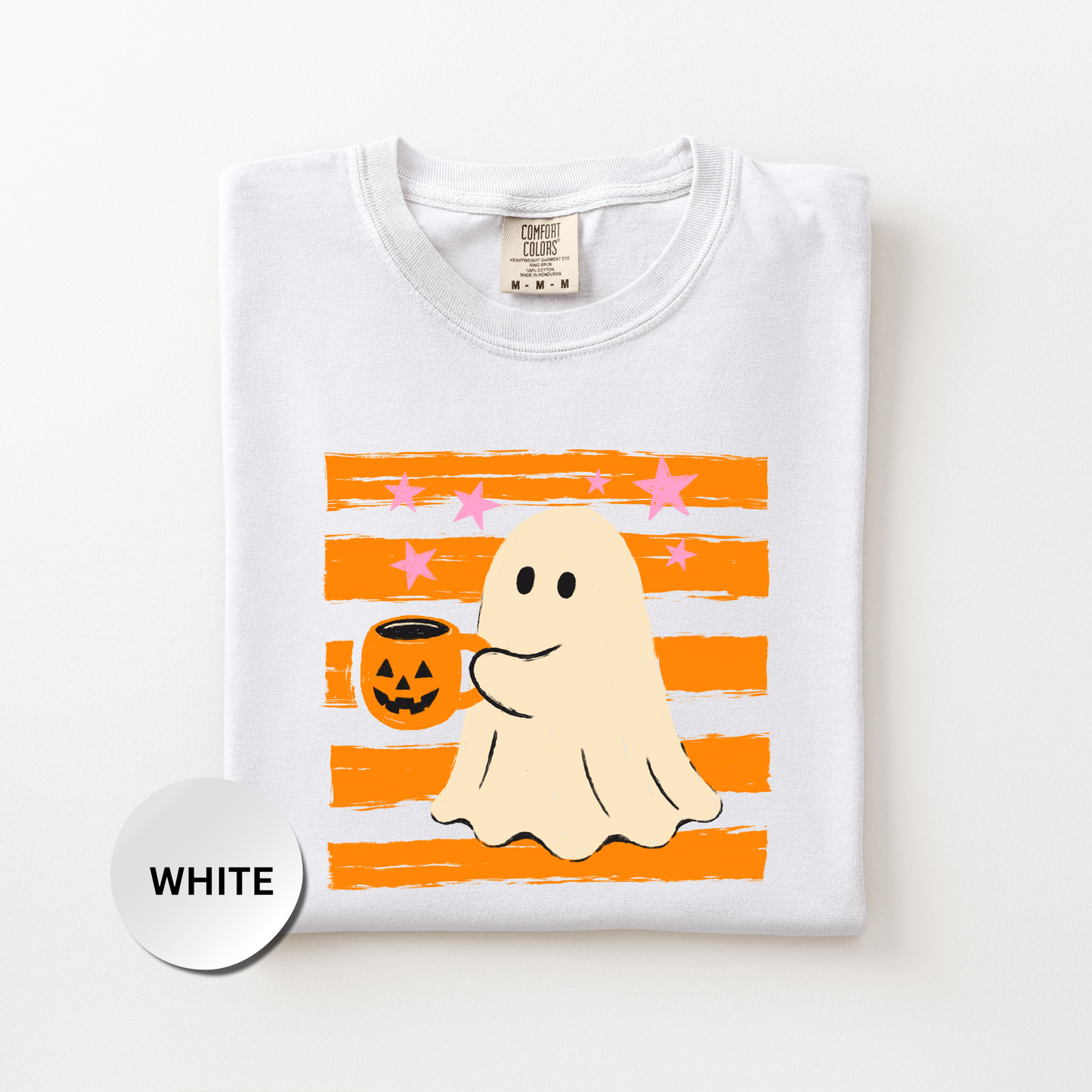 Ghost Shirt, Halloween Coffee Comfort Colors Shirt, Cute Spooky Season Tee, Retro Ghost Graphic Shirt, Fall Coffee Lover Gift