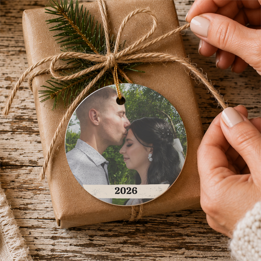 Any Photo Ornament 2026, Personalized Photo Christmas Ornament with Name, Custom Picture Keepsake Gift for Family