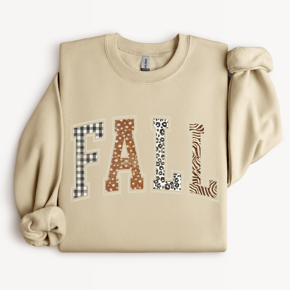 Aesthetic FALL Crewneck Sweatshirt | Plaid & Leopard Print