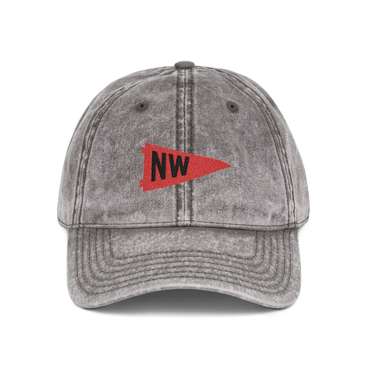 NW Hat, Northwestern Wildcats Hat, Local School Spirit Wear, NW Embroidered Hat, Erie PA School Hat, Vintage Dad Cap, Red Pennant Hat, Distressed Baseball Hat