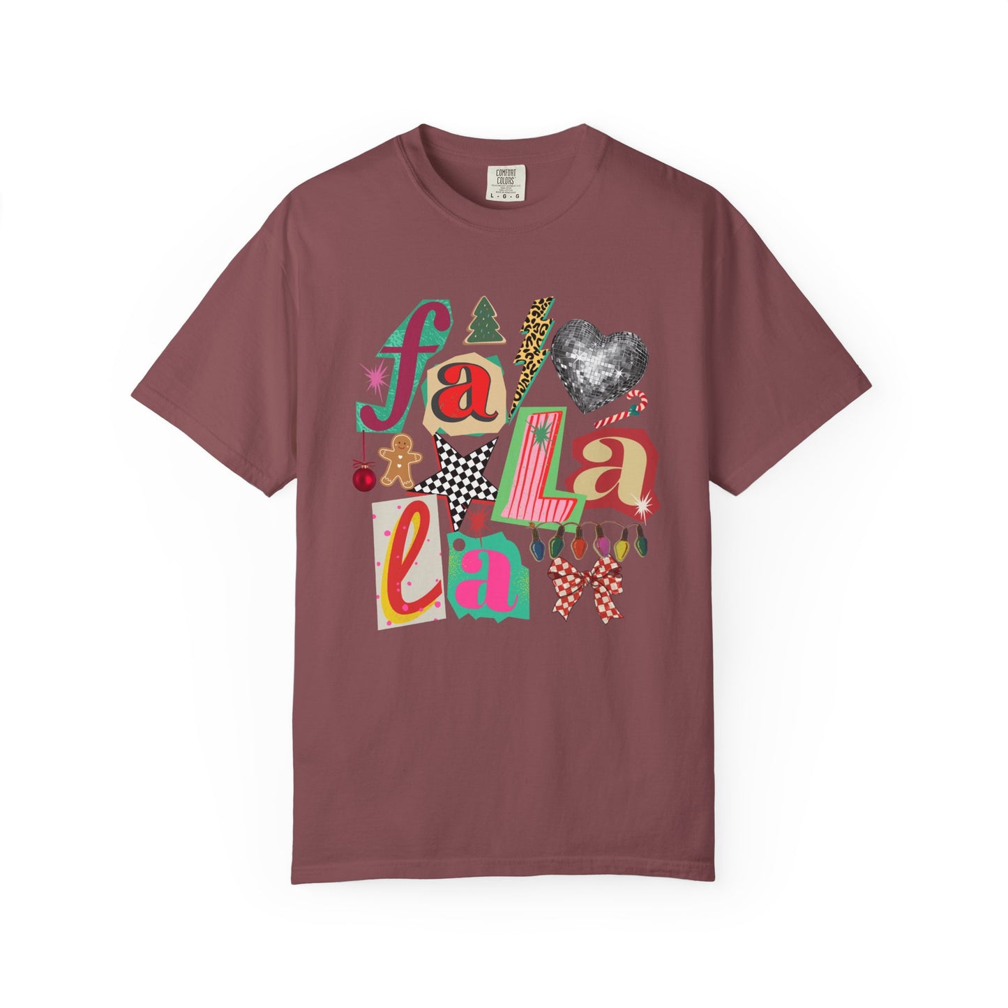 Comfort Colors Fa La La Christmas Shirt, Retro Holiday Graphic Tee, Cute Christmas Lights Disco Gingerbread Shirt, Xmas Gift for Her (Show Special)