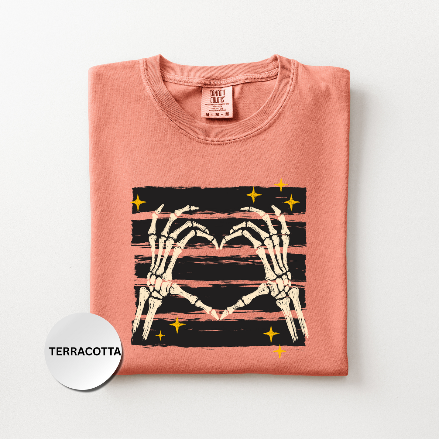 Skeleton Hands Heart Shirt, Halloween Skeleton Comfort Colors 1717 Tee, Spooky Season Graphic Shirt, Cute Gothic Fall Tee, Bone Hands Shirt
