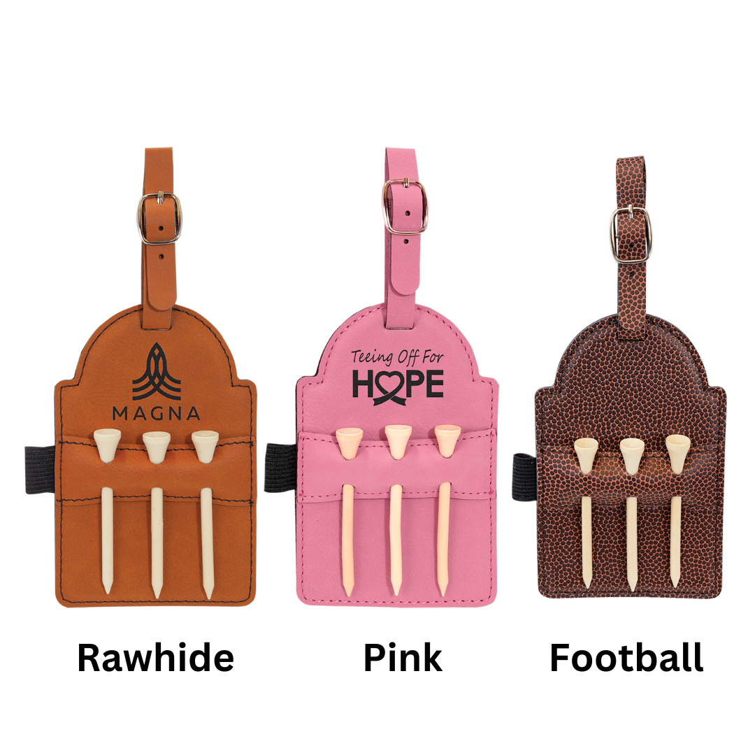 Personalized Golf Bag Tag with 3 Wooden Tees