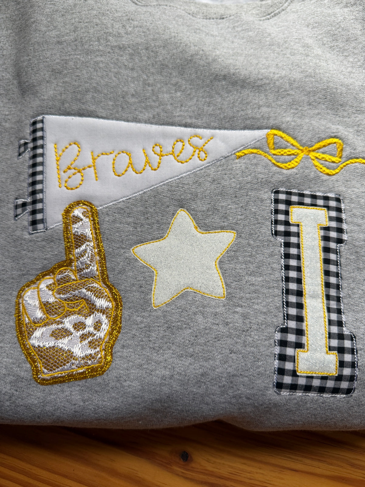 Iroquois Braves Embroidered Crewneck Sweatshirt | Boutique School Spirit Sweatshirt | Appliqué & Embroidery | Port & Company 50/50 Fleece