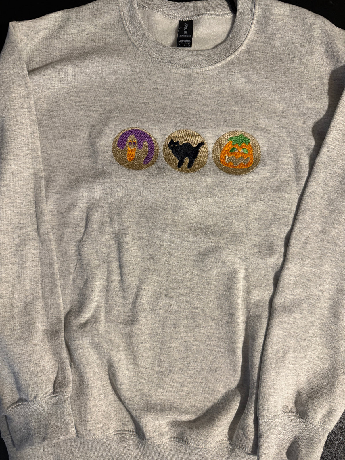 Embroidered Halloween Sweatshirt, Halloween Sugar Cookie Crewneck, Cute Fall Pullover