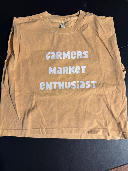 Farmers Market Shirt, Boxy Garment Dyed Muscle Tee, Cute Gardening Sleeveless Top