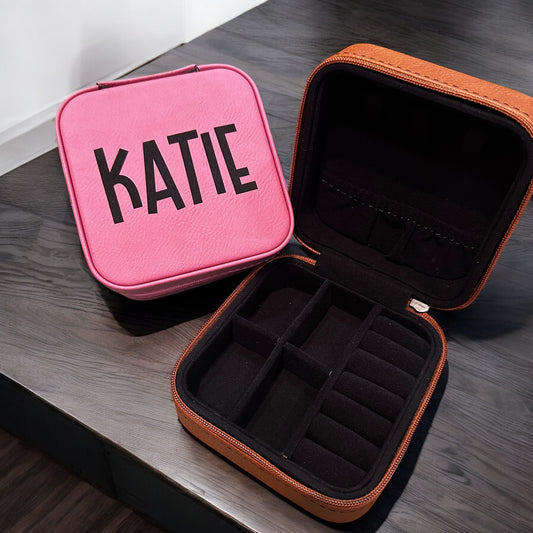 Personalized Leatherette Travel Jewelry Case