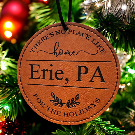 Personalized No Place Like Home Leatherette Ornament