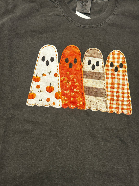 Faux Embroidery Ghosts, Pepper Comfort Colors Tee, XL